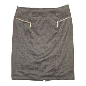Michael Kors Pencil Skirt Women's 8 Gray 1/4 Zip Slit Zipper Accents Preppy